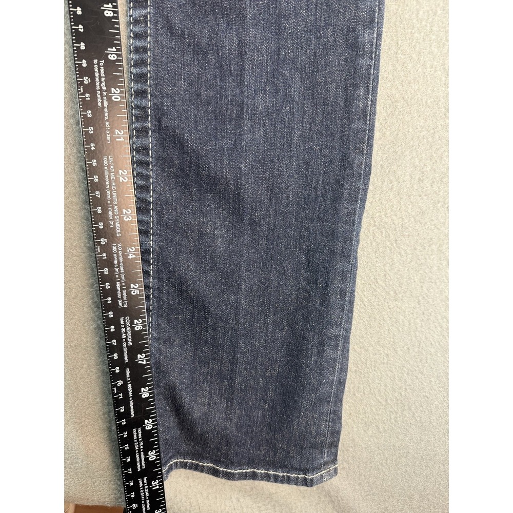 True Religion Straight Jeans Womens 26 Dark Wash Blue Low Rise Rhinestone Flap - Picture 7 of 10